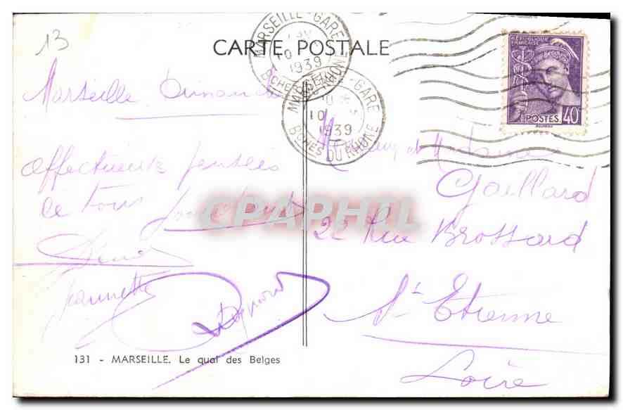 CPA Marseille Le quai des Belges  — Verso