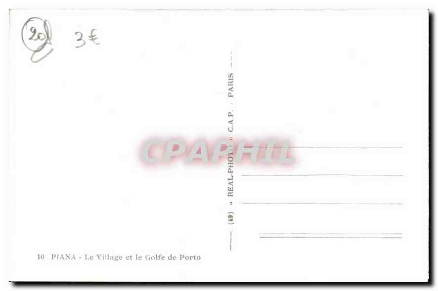 CPA Piana Le Village et le Golfe de Porto  — Rückseite