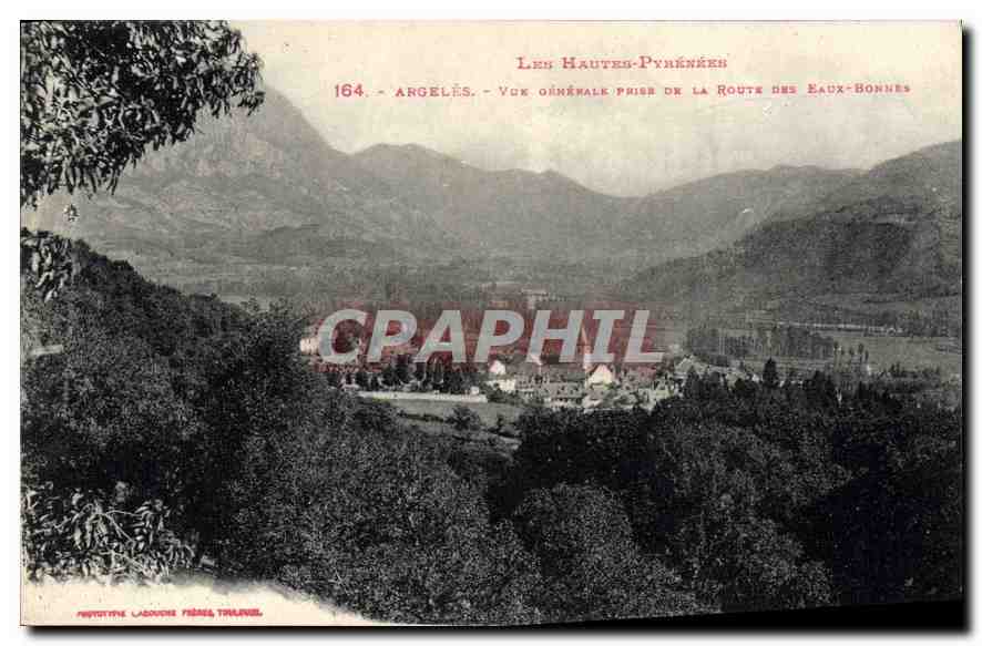 Angelès — Vue générale prise de la route des Eaux-Bonnes — Éditeur : A. Lacombe, Fréjus, France, n° 164