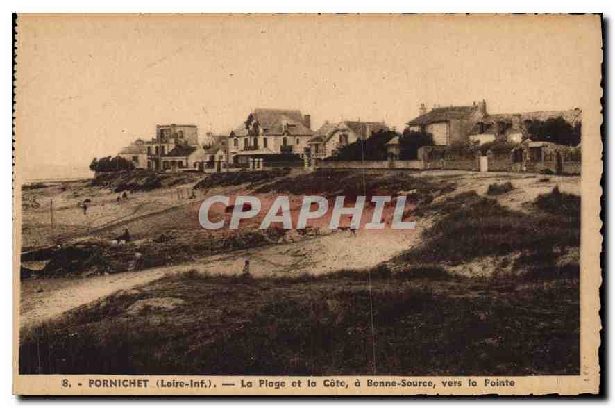CPA Pornichet Loire Inf La Plage et la Core a Bonne Source vers la Pointe 