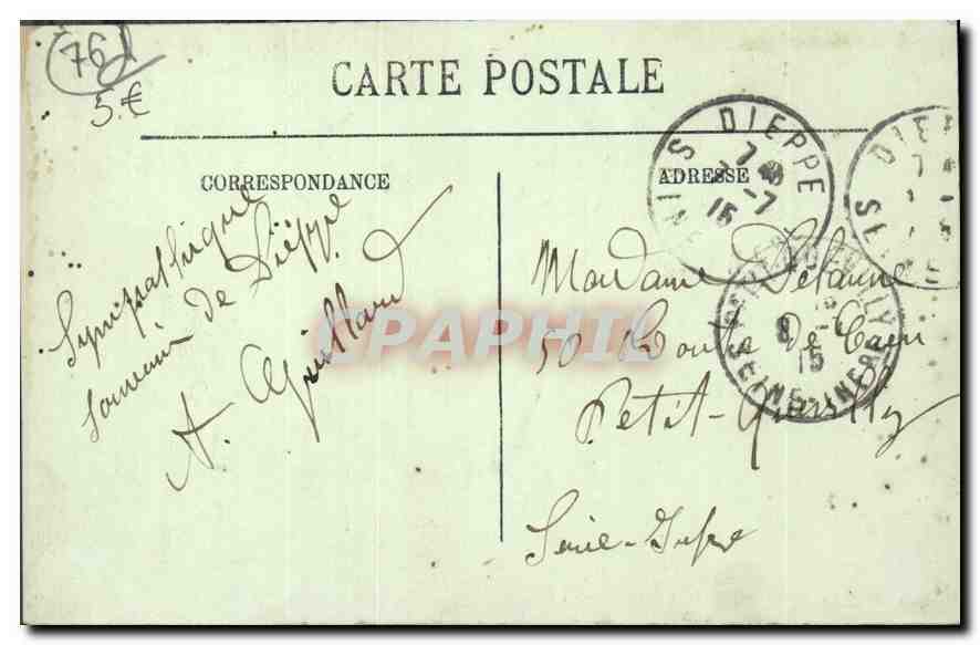 CPA Dieppe Le Casino et les Falaises  — Rückseite