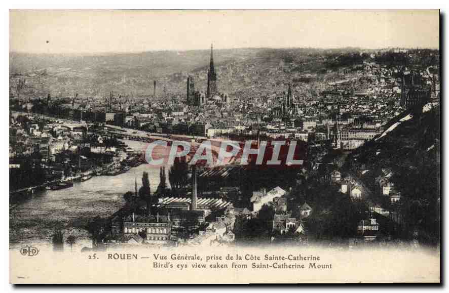 CPA Rouen Vue Generale prise de la Cote Sainte Catherine 