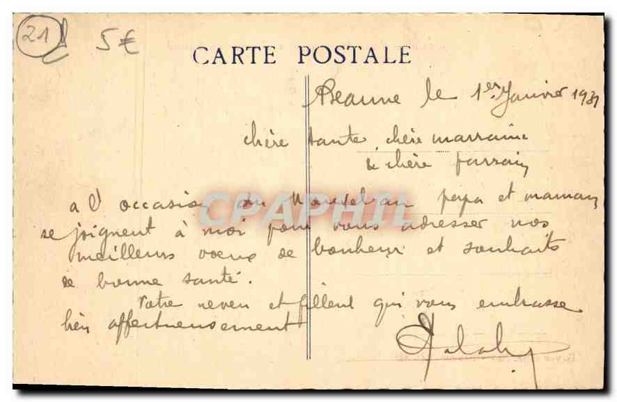 Beaune à vol d'oiseau — Vue prise en ballon — Éditeur : anonyme, n° de série non visible — Rückseite