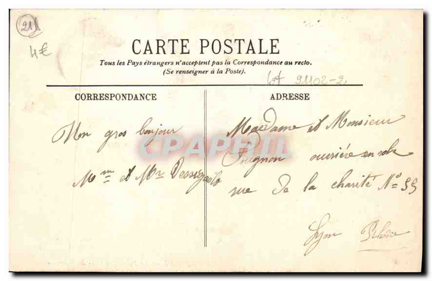 CPA Dijon Le Palais des Ducs de Bourgogne  — Verso