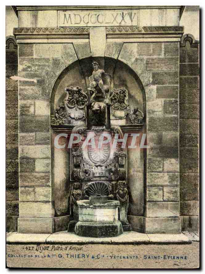 CPA Dijon Puits d'Amour Publicite Thiery Vetements Saint Etienne