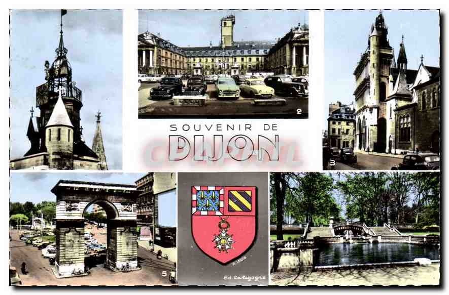 CPA Dijon Cote d'Or Jacquemart Palais des Ducs de Bourgne Notre Dame Porte Guillaume Bassin du Jardi