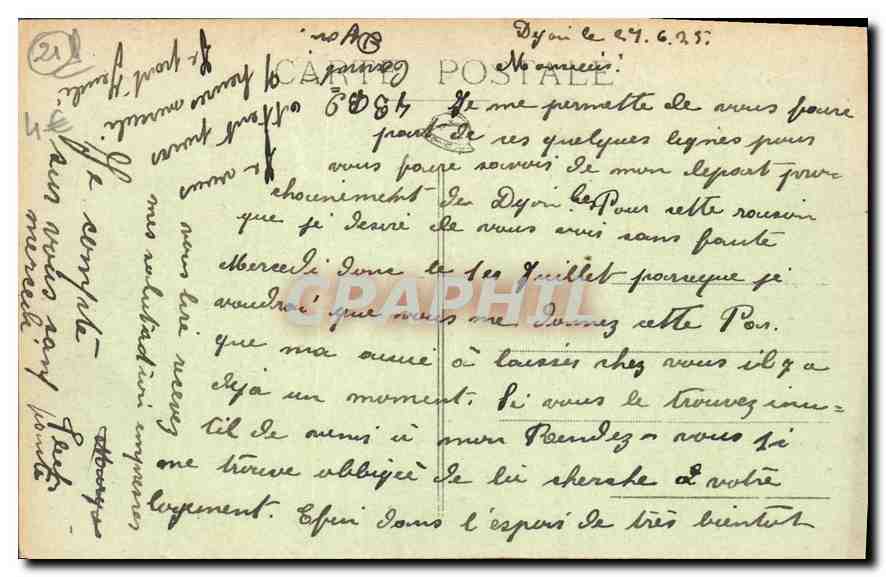 CPA Dijon Vue Generale prise de la Tour de l'Hotel de Ville Ouest  — Verso