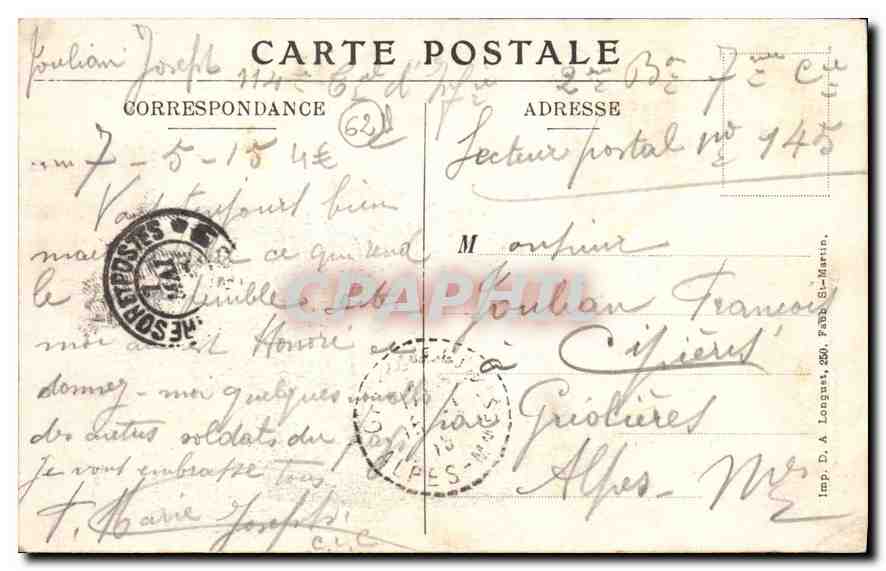 CPA Avesnes le Comte P de C Rue de l'Eglise  — Rückseite