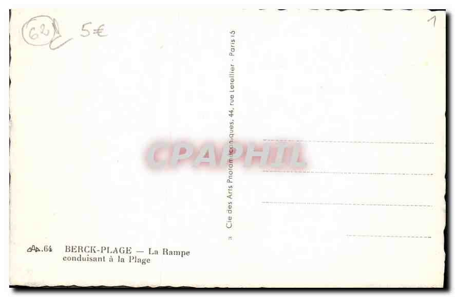 CPA Berck plage La Rampe conduisant a la Plage  — Rückseite