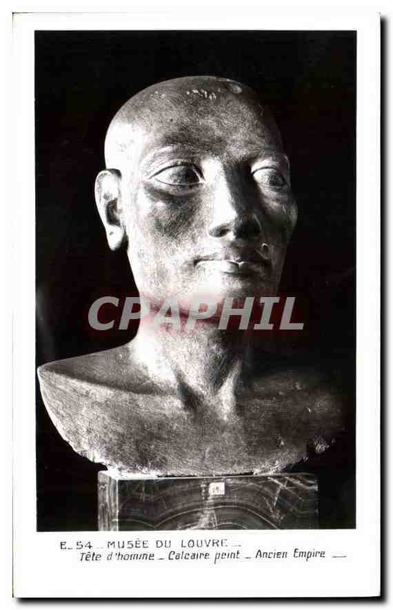 Tête d'homme — Calcaire peint — Ancien Empire — Musée du Louvre — E.54