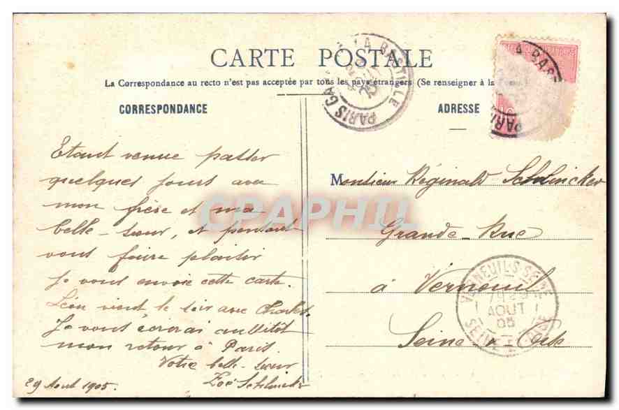 CPA Le Bois de Vincennes Vers le Lac des Minimes  — Rückseite