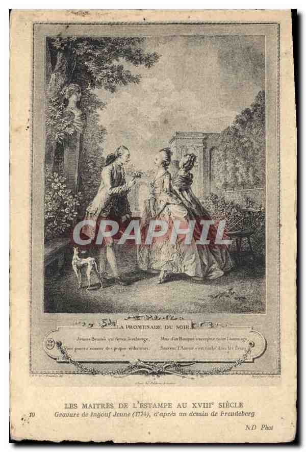 La Promenade du Soir — Gravure d'Ingouf Jeune (1774), d'après un dessin de Freudeberg — Les Maîtres de l'Estampe au XVIIIe Siècle, n°10