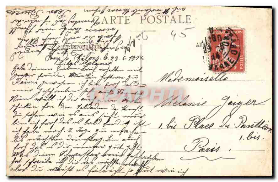 CPA Camp de Chalons Parc d'Artillerie et Piece attelee — Verso