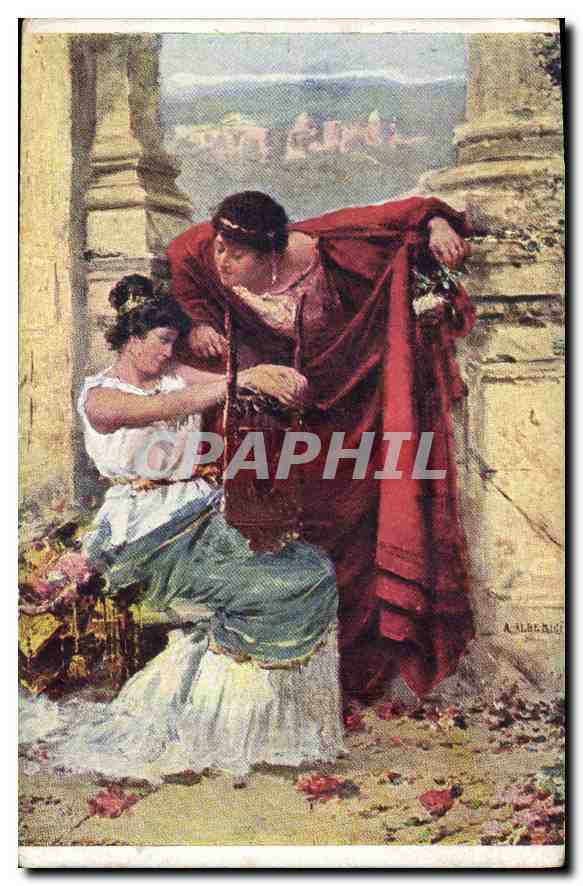 Deux femmes dans un cadre antique — A. Alberici — Éditeur J. Pilchio, Prague