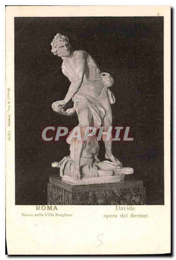 CPA Roma Museo nella Villa Borghese Davide opera del Bernini 