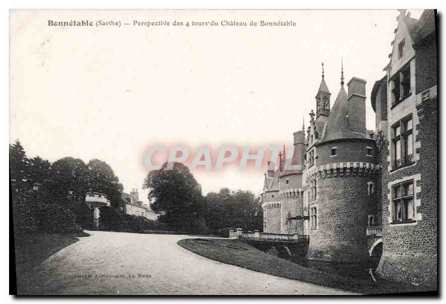 CPA Bonnetable Sarthe Perspective des 4 tours du Chateau de Bonnetable 