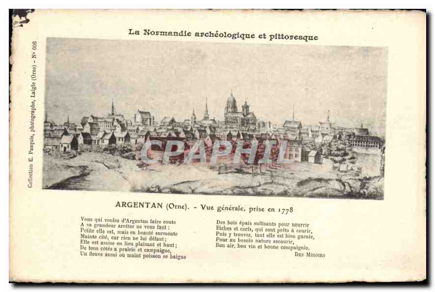 CPA Argentan Orne Vue generale prise en 1778 