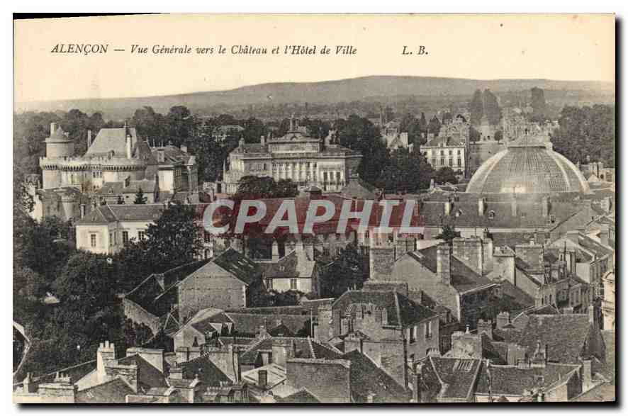 CPA Alencon Vue Generale vers le Chateau et l'Hotel de Ville 