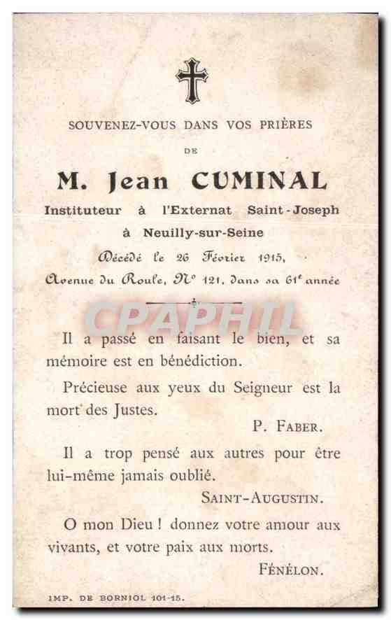 Jésus Miséricorde — prière de dévotion — Bouasse-Lobel Imp. Paris — Verso