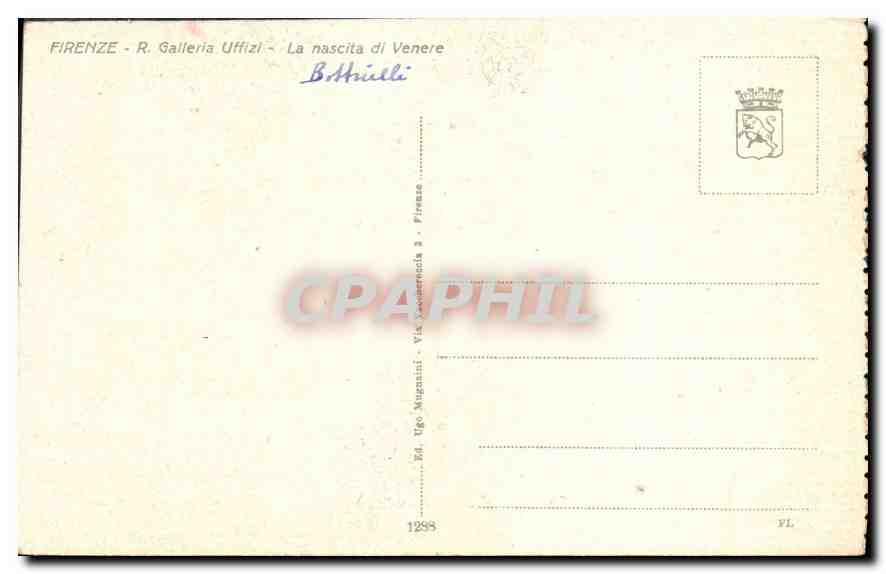CPA Firenze R Galleria Uffizi La nascita di Venere  — Rückseite