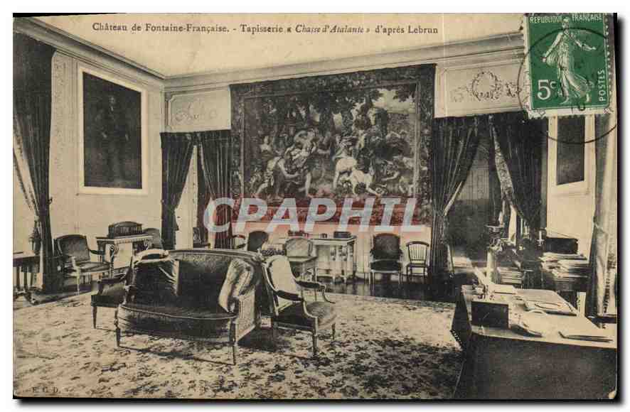 CPA Chateau de Fontaine Francaise Tapisserie Chasse d'Atalante d'apres Lebrun 