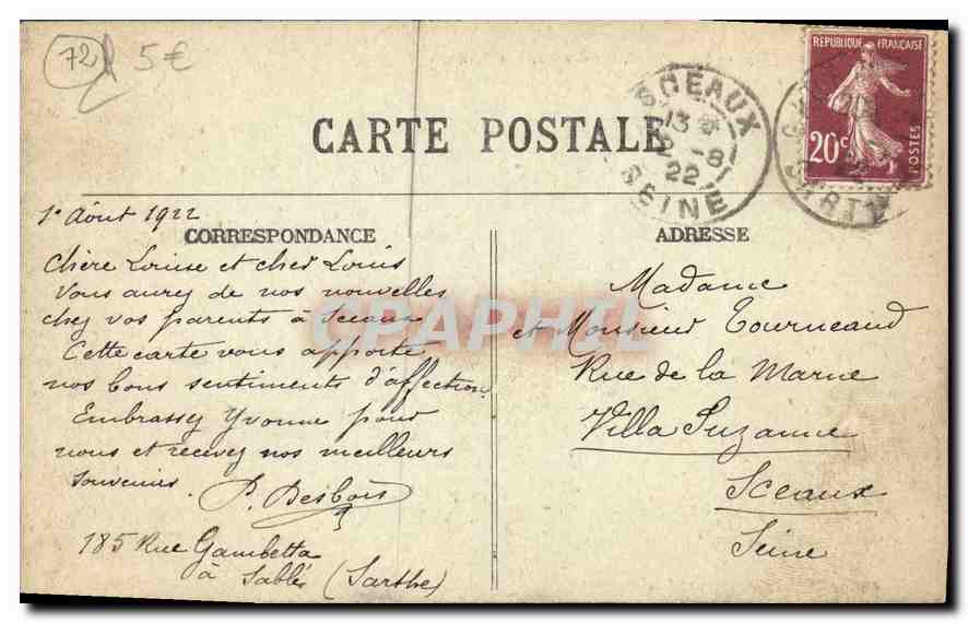 CPA La Vallee de Solesmes vue des Rochers Ste Anne  — Verso