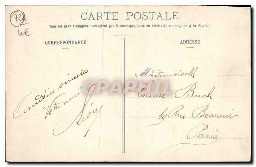 CPA Sable Sarthe Le Chateau vu du Parc  — Rückseite