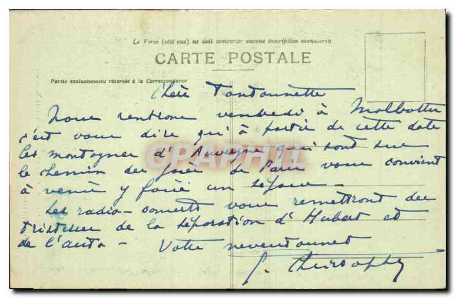 CPA Auvergne La Cascade de Servieres  — Verso