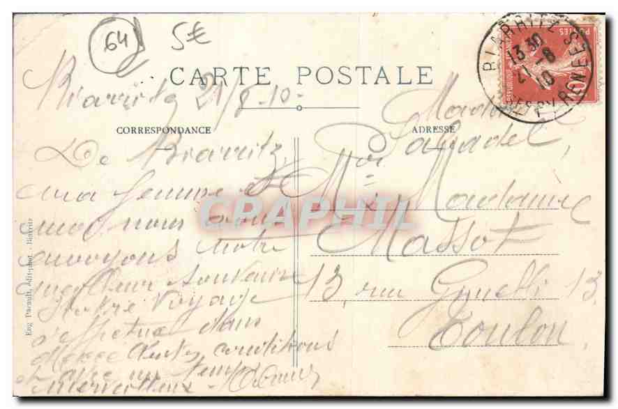 CPA Biarritz La Grande Plage  — Verso