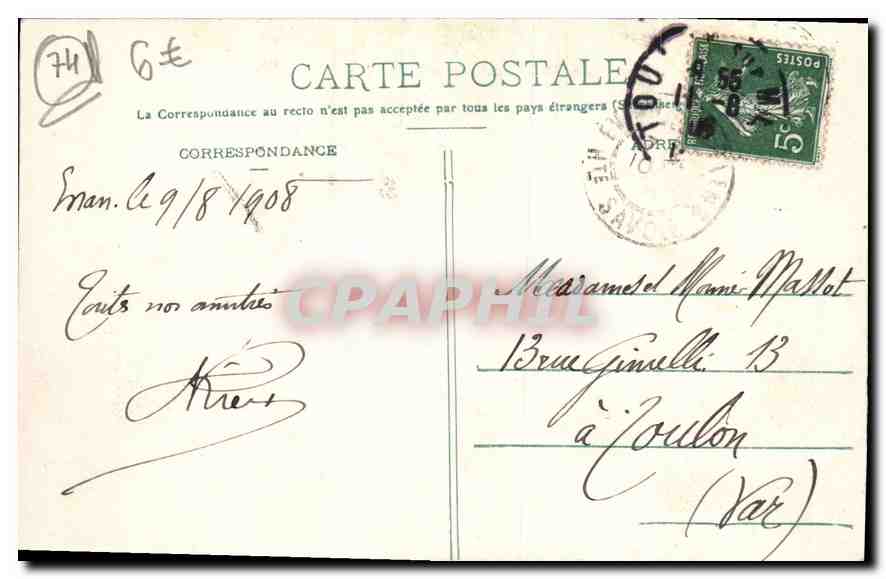 CPA Evian les Bains Etablissement du Chatelet La Facade  — Verso