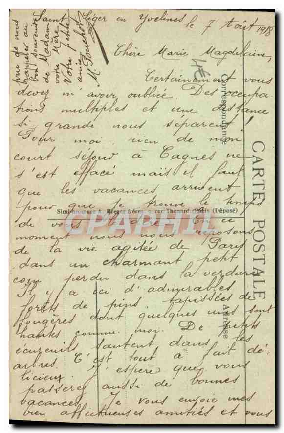 CPA Route de Saint Leger en Yvelines a Hollande Sous Bois  — Rückseite