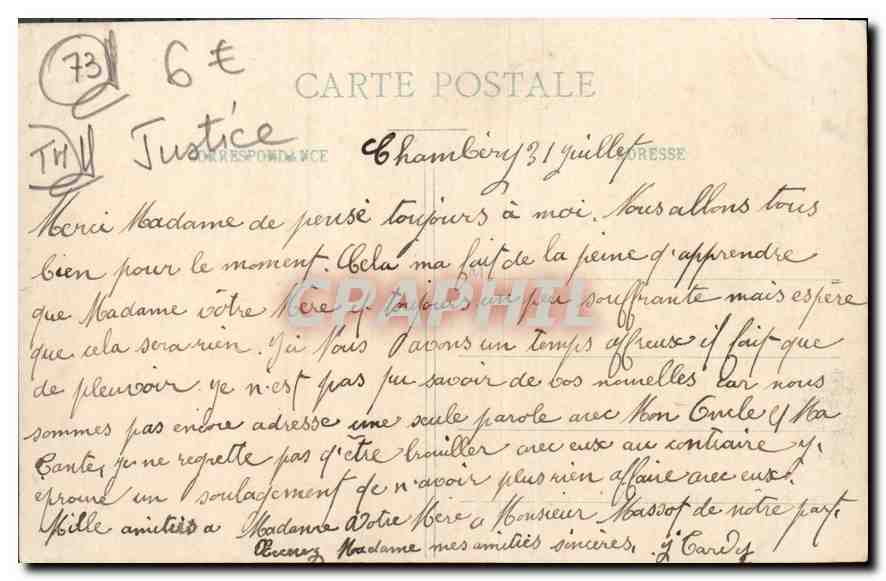 CPA Chambery La Leysse et le Palais de Justice  — Rückseite