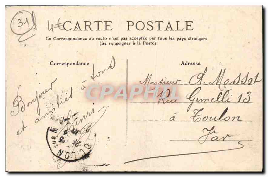 CPA Toulouse Le Capitol et la Place  — Verso