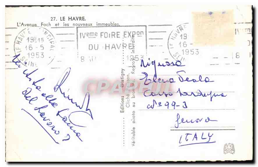 CPA Le Havre L'Avenue Foch et les nouveaux immeubles  — Rückseite
