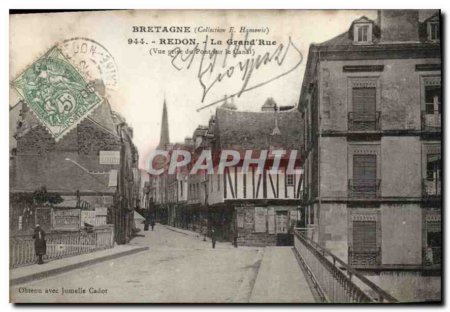 Redon - La Grand'Rue (Vue prise du Pont sur le Canal) — Collection E. Hamonic, n° 944