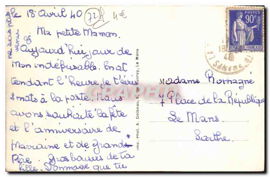 CPA La Chartre sue le Loir Chateau du Fresnes  — Rückseite