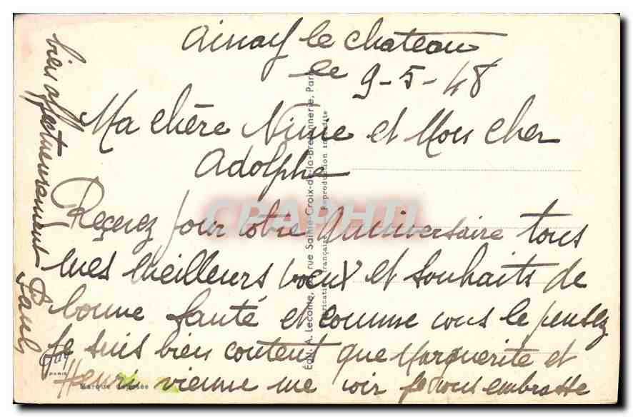 CPA Heureux Anniversaire Fleurs — Rückseite