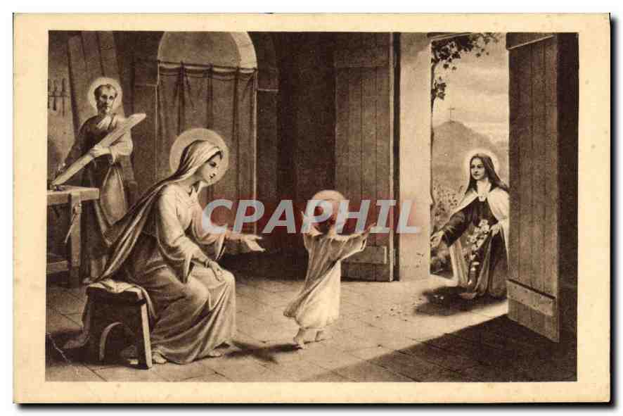 CPA Ste Therese de l'Enfant Jesus jetant des fleurs sous les pas de l'Enfant Jesus 