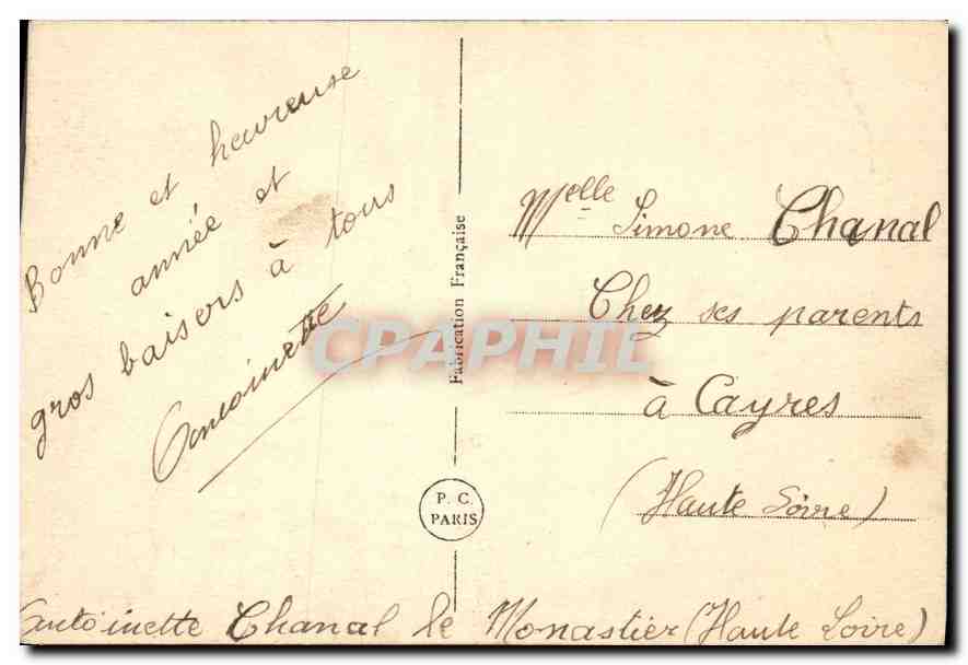 CPA Bonne Annee  — Rückseite