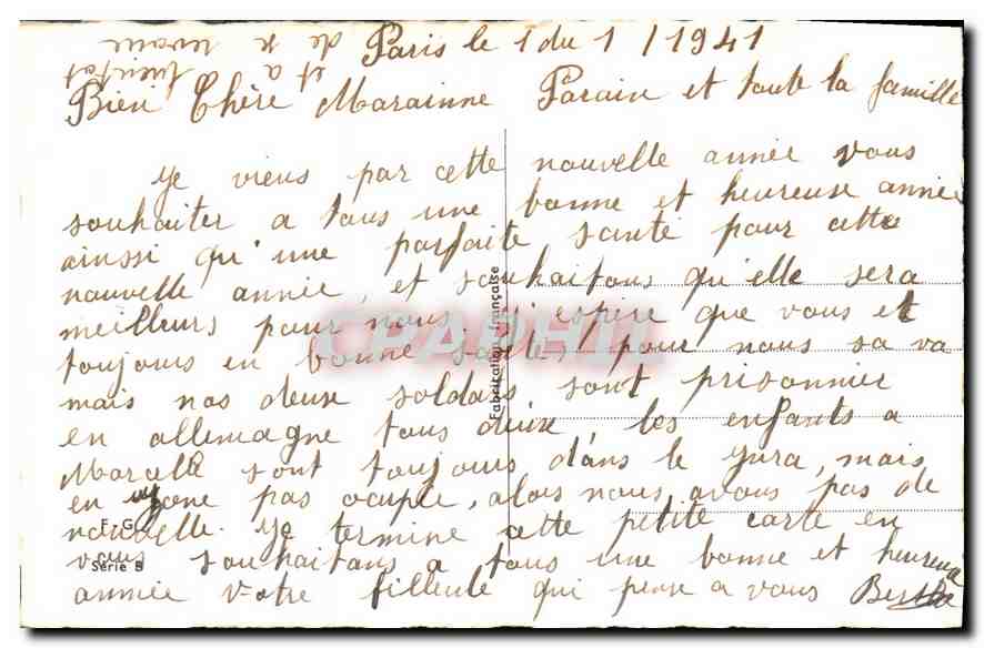 CPA Bonne Annee Fleurs — Verso