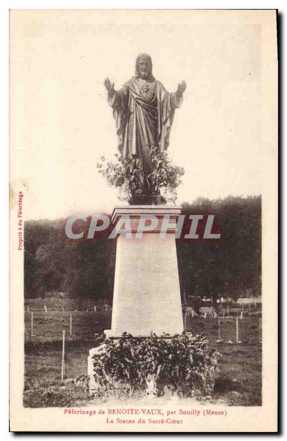 CPA Pelerinage de Benoite Vaux par Souilly Meuse La Statue du Sacre Coeur 