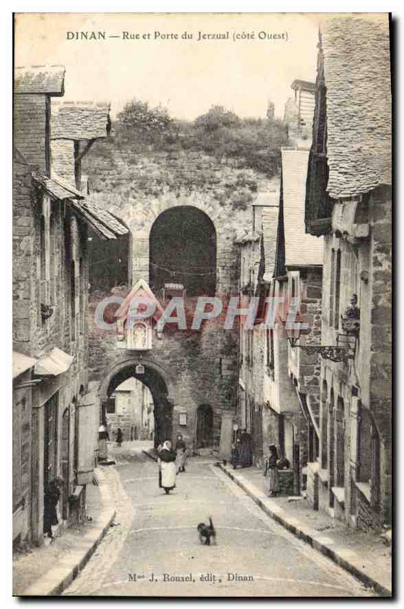 Dinan — Rue et Porte du Jerzual (côté Ouest) — J. Rouxel, édit., Dinan