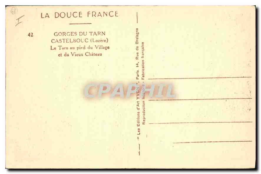 CPA Gorges du Tarn Castelbouc Lozere Le Tarn au pied du Village et du Vieux Chateau  — Rückseite