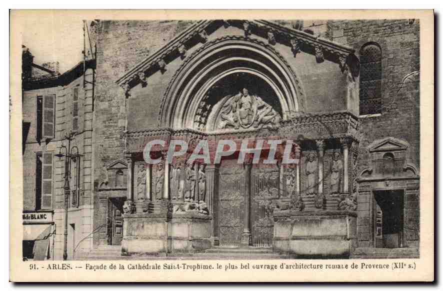 Arles — Façade de la Cathédrale Saint-Trophime — Édition J. George, Arles