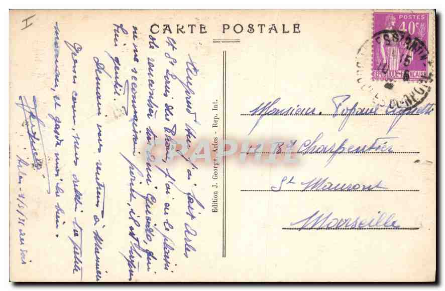 Arles — Façade de la Cathédrale Saint-Trophime — Édition J. George, Arles — Verso