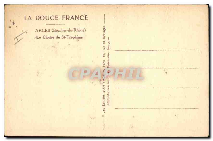 Le Cloître de St-Trophime — Arles (Bouches-du-Rhône) — Les Éditions d'Art Yvonne, Paris — Reverso