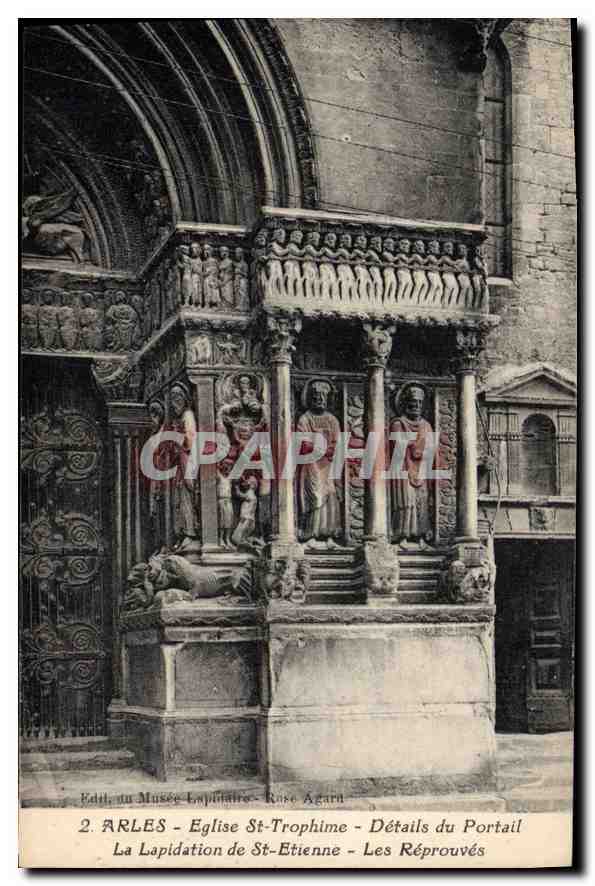 Arles - Église St-Trophime - Détails du Portail - La Lapidation de St-Étienne - Les Réprouvés