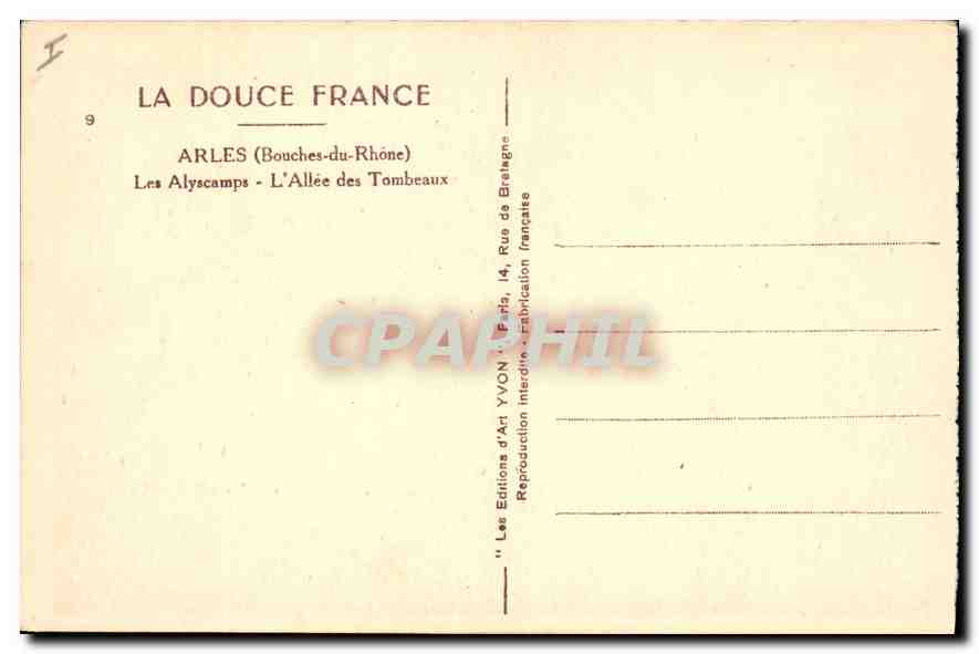 Les Alyscamps - L'Allée des Tombeaux — Arles (Bouches-du-Rhône) — Éditions d'Art YVON — Achterkant