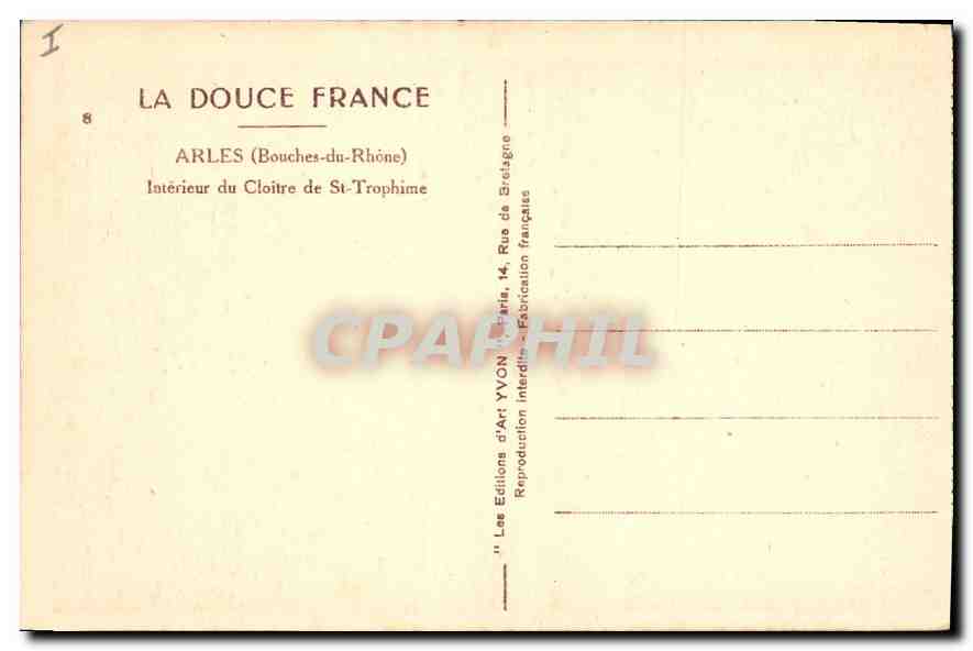 CPA Arles Bouches du Rhone Interieur du Cloitre de St Trophime  — Verso