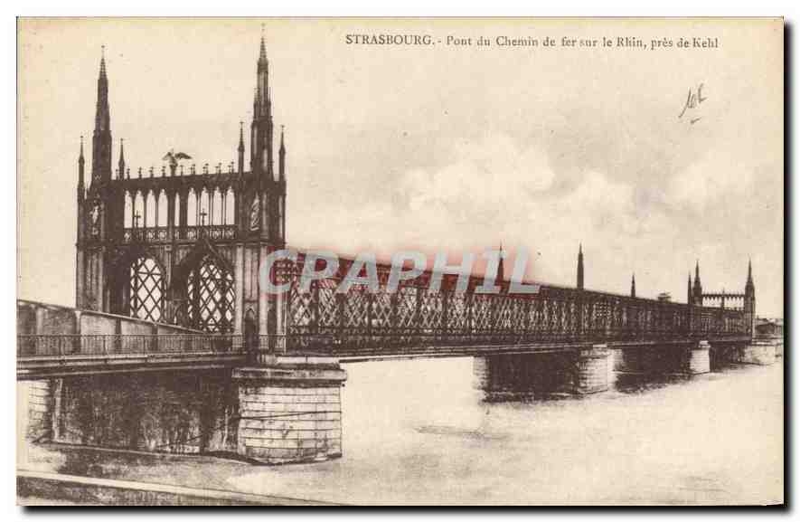 CPA Strasbourg Pont du Chemin de fer sur le Rhin pres de Kehl 